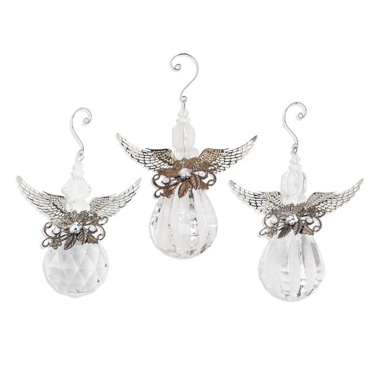 6 Inch Clear Crystal Angel Ornament