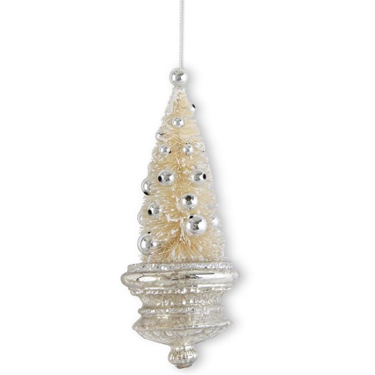 7.25 Inch Cream Bottle Brush Tree Ornament