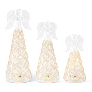 Clear Glass LED Tall Angels w/Lattice