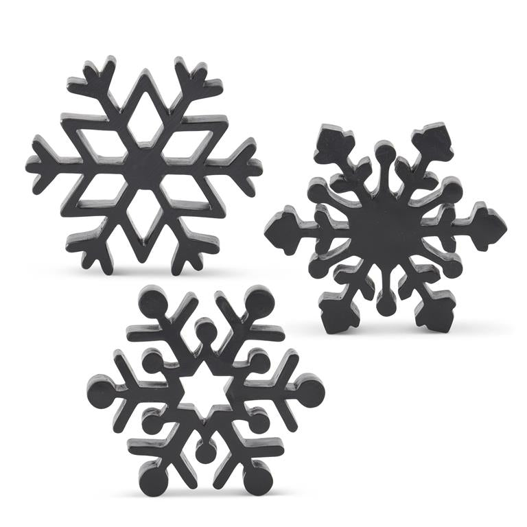 6 Inch Matte Black Resin Snowflakes