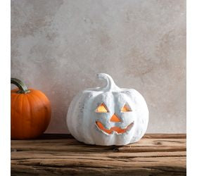 6.5"W WH TERRACOTTA MINI J-O-L PUMPKIN