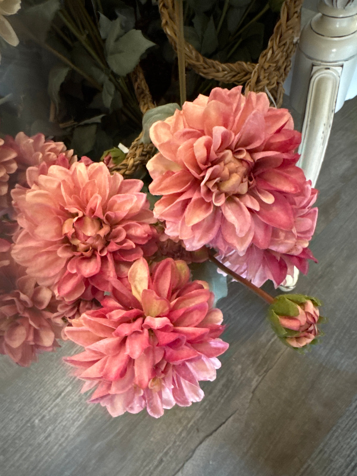 23 Inch Pink Faux Dried Dahlia Bundle (3 Stems)