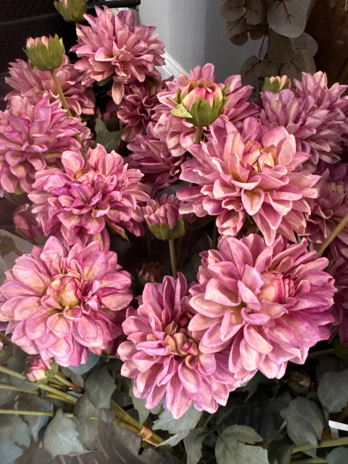 23 Inch Purple Faux Dried Dahlia Bundle (3 Stems)