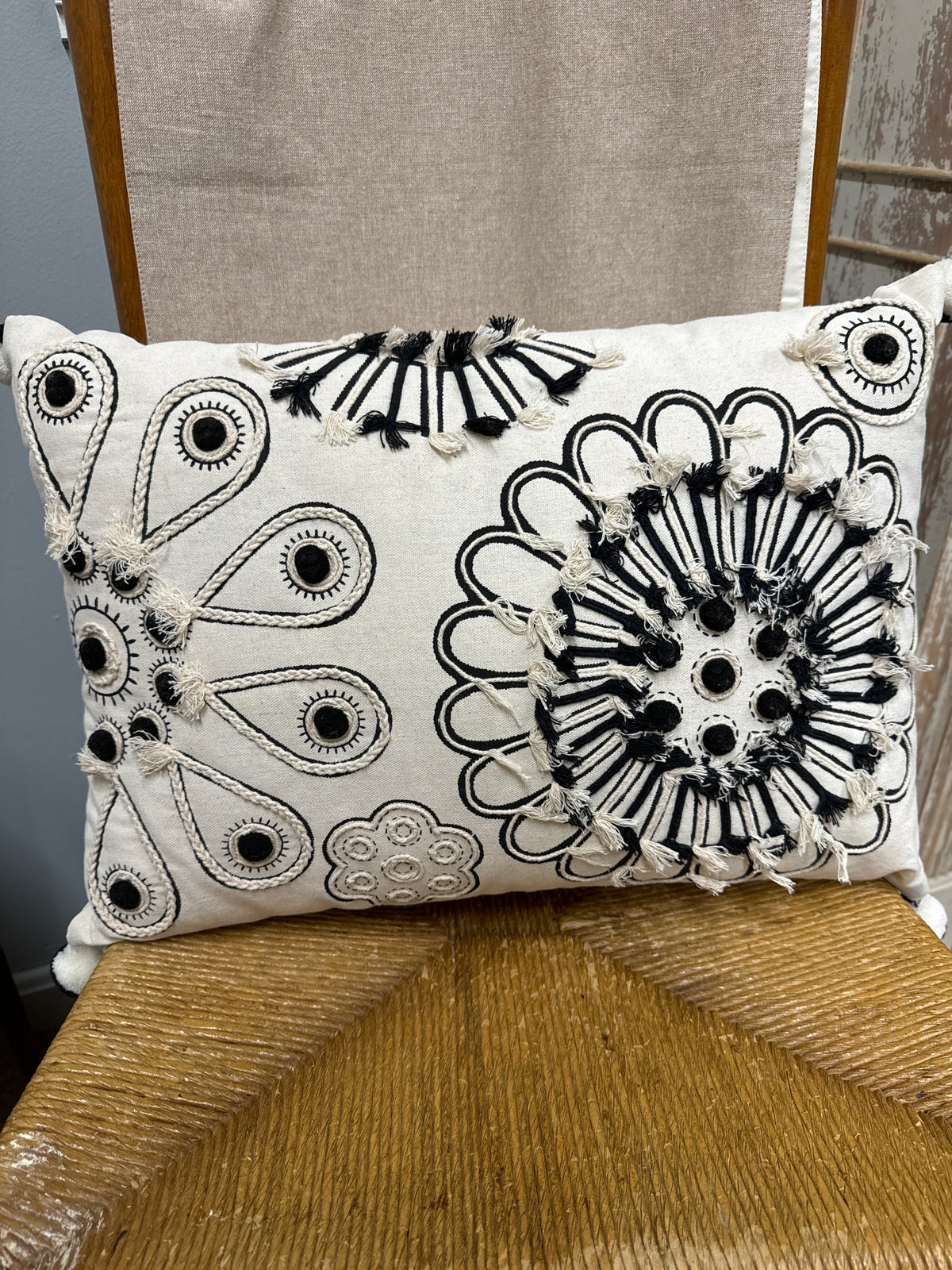 Black & Cream Boho Pillow