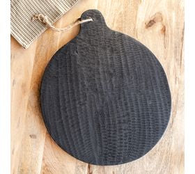 19.5" RD. BLK WOOD CHOPPING BOARD