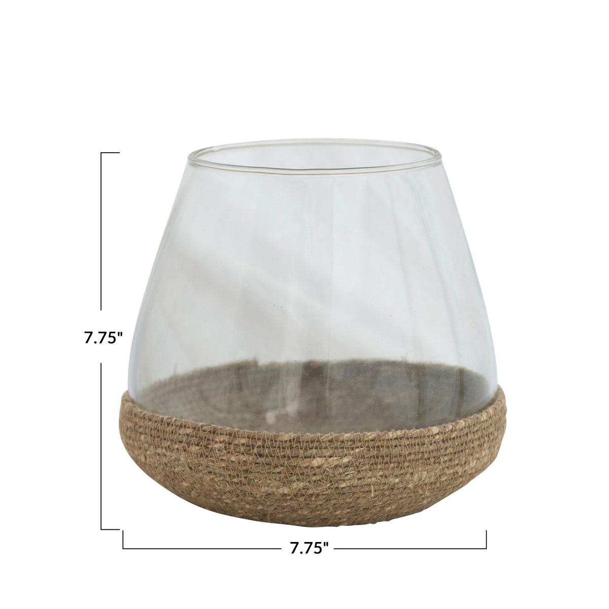 Glass Candle Holder/Vase w/ Woven Jute Base, Natural