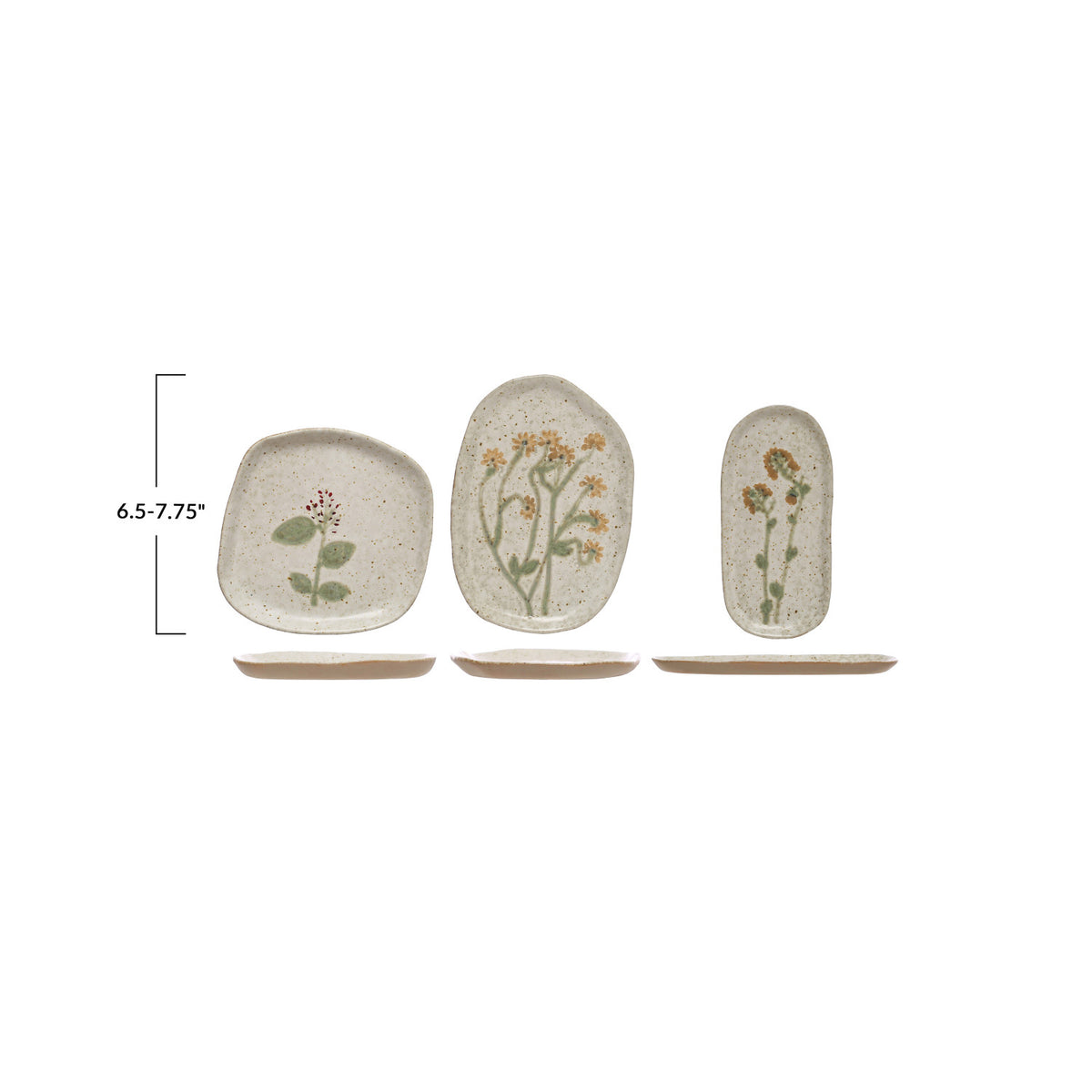 Hand-Painted Stoneware Plate w/Botanicals