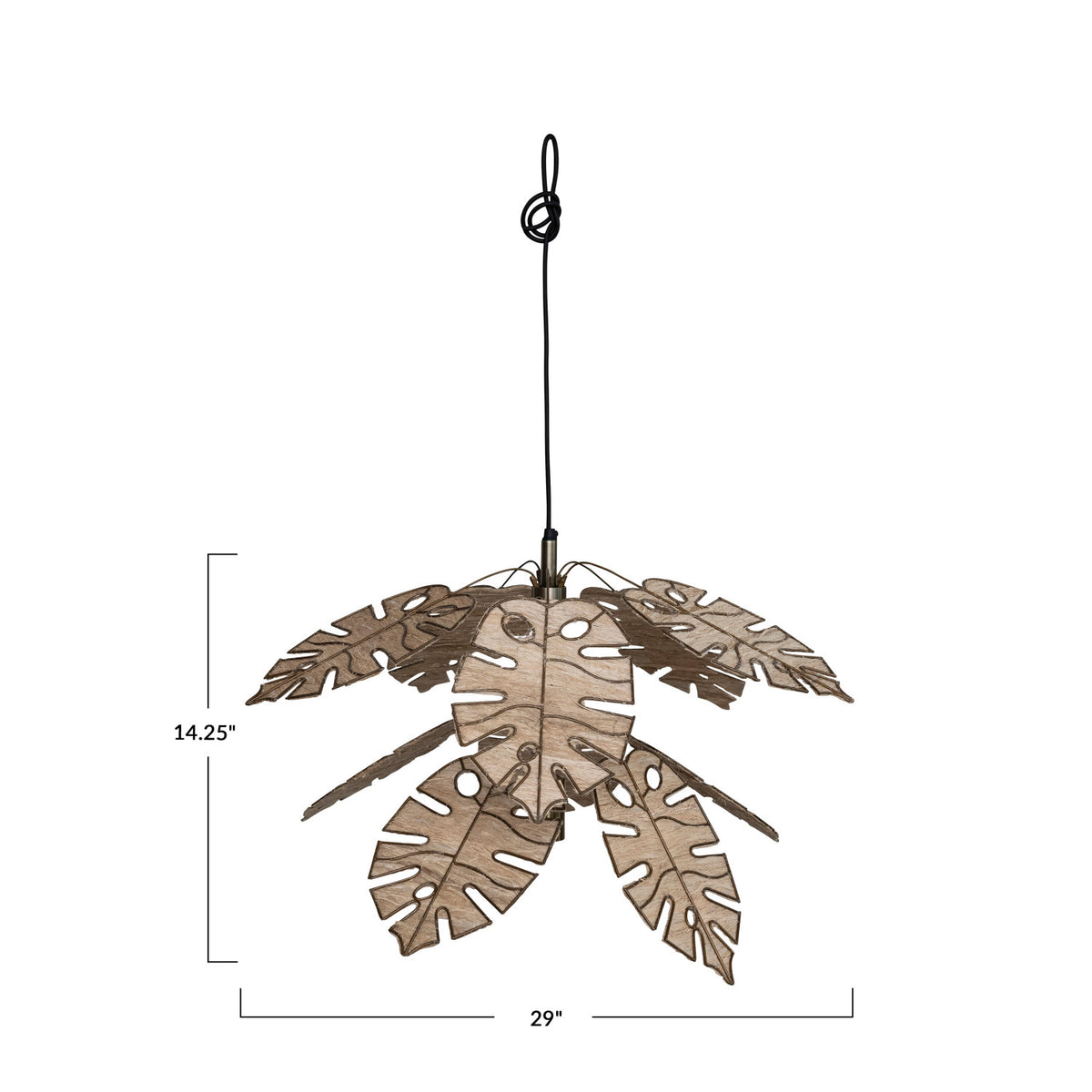 Metal & Banana Fiber Leaf Pendant Lamp