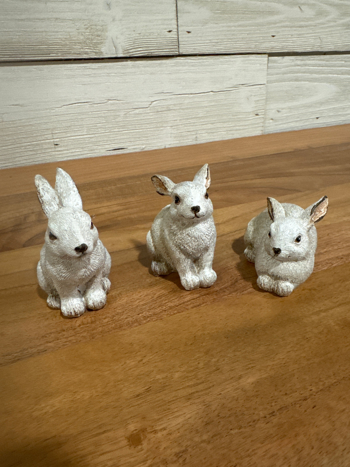 3 Assorted Small Gray Resin Bunnies