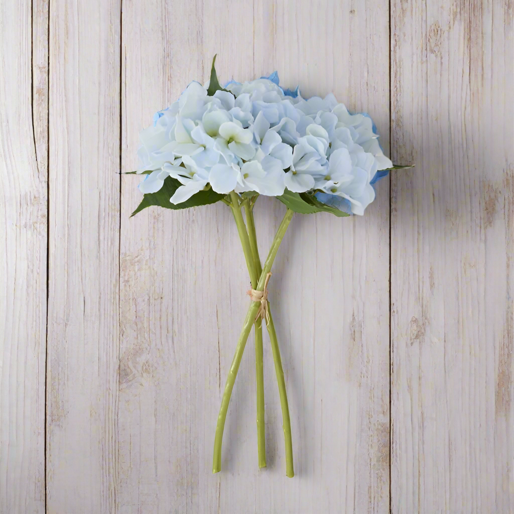 15 Inch Blue Real Touch Hydrangea Bundle (3 Stems)