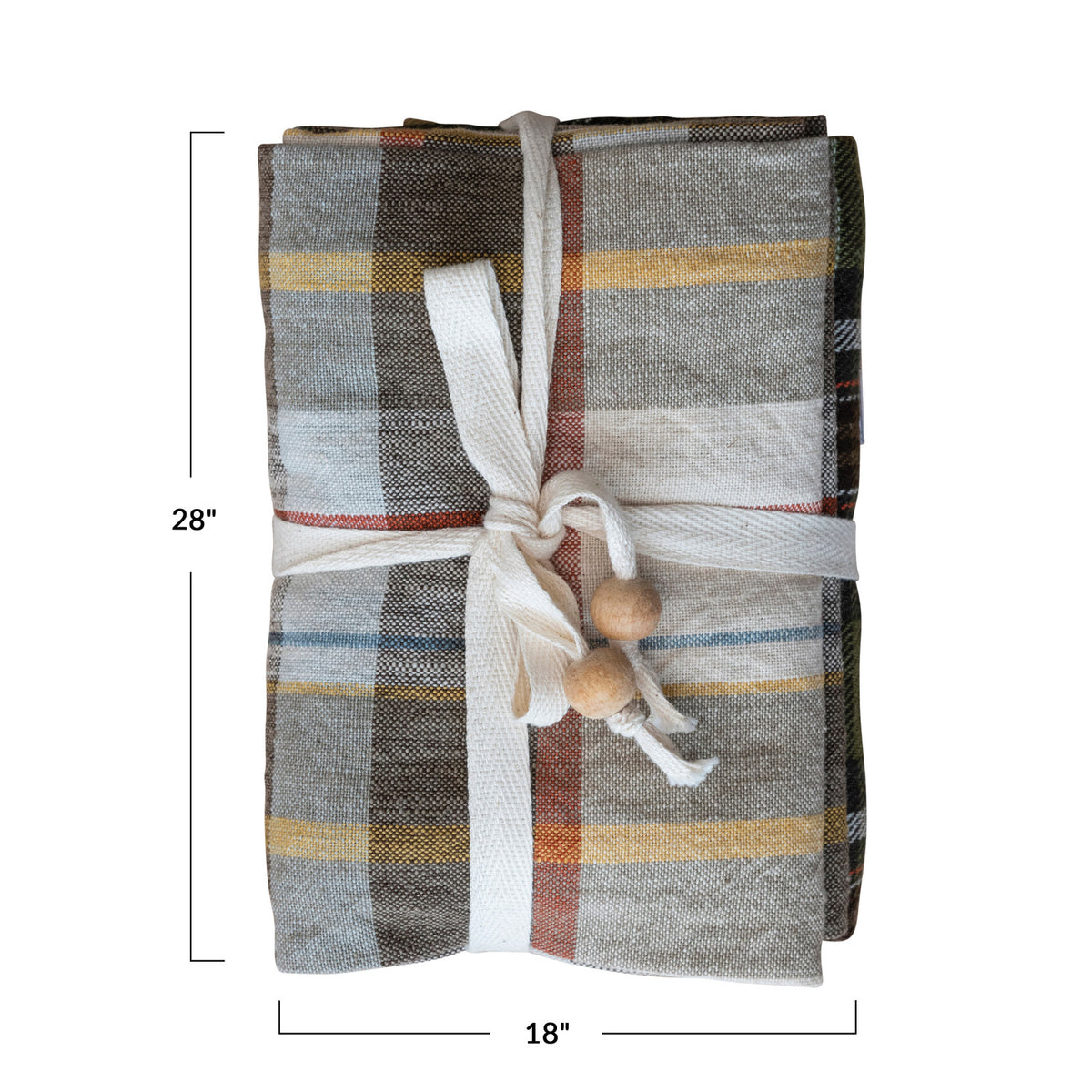 Cotton Printed Tea Towels w/Ties