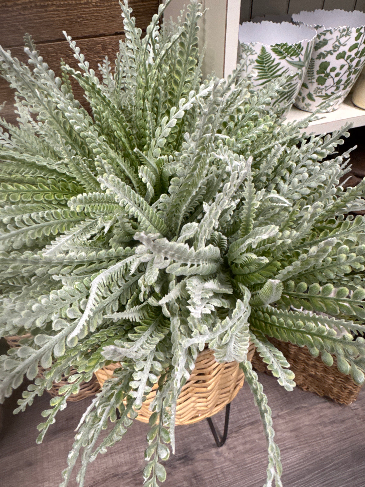 14 Inch Soft Green Flocked Foliage Bush