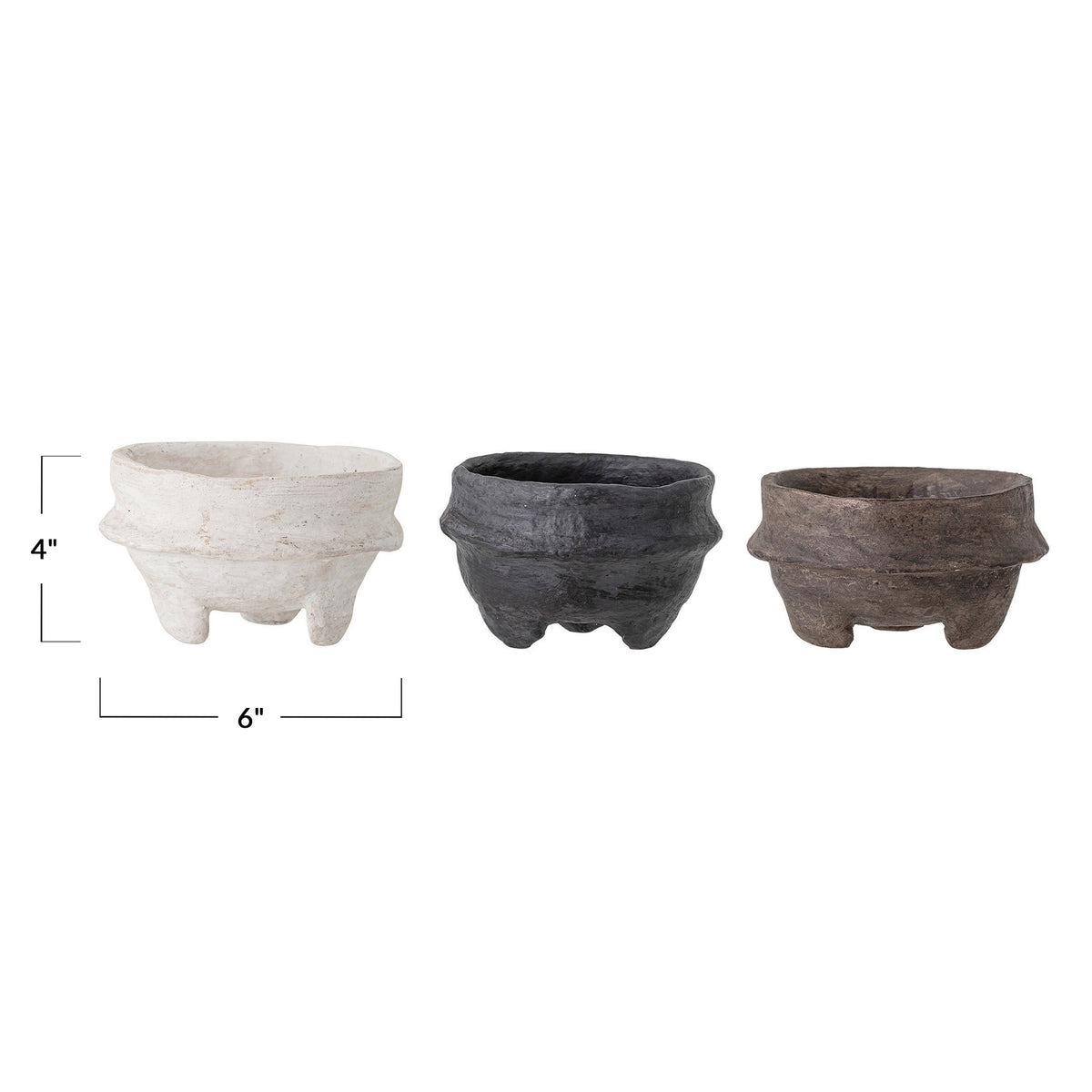 Decorative Paper Mache Footed  Bowls