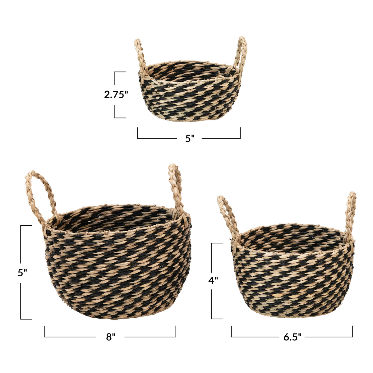 Hand-Woven Seagrass Baskets w/Handles