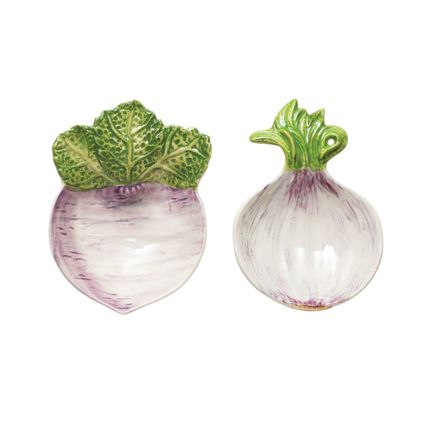 Hand-Painted Stoneware Radish/Onion Dish