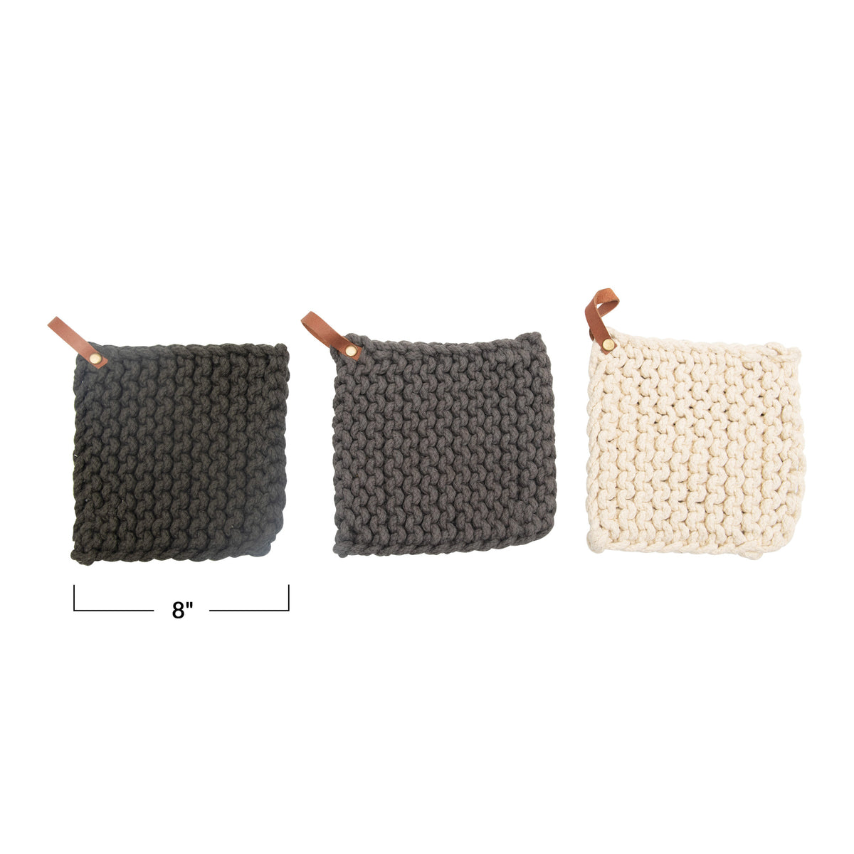 Crocheted Pot Holder w/Leather Loop