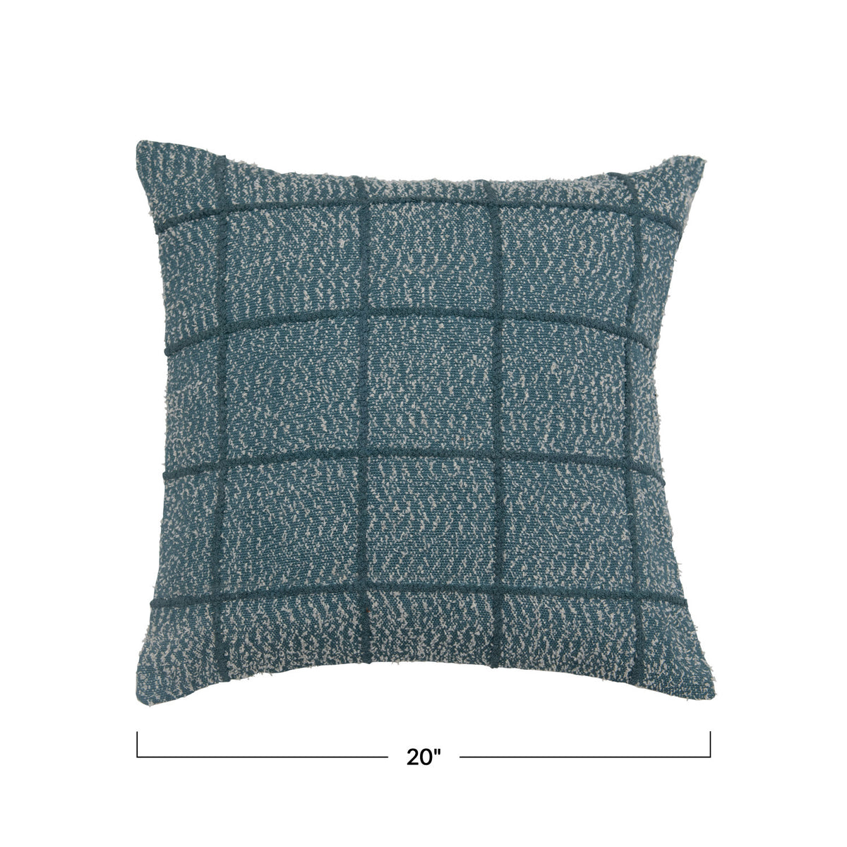 20"S Woven Cotton Pillow w/Embroidered Grid Pattern