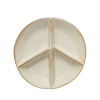 Stoneware Peace Sign Divided Dish w/4 Sections