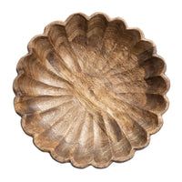 Mango Wood Scalloped Bowl, Natural