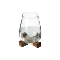 Glass Hurrican/Vase w/Mango Wood Base, Walnut Finish