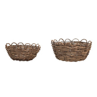 Woven Vine Baskets with Scalloped Edge