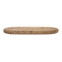 Hand-Carved Mango Wood Tray w/ Wood Beads & Gold Finish