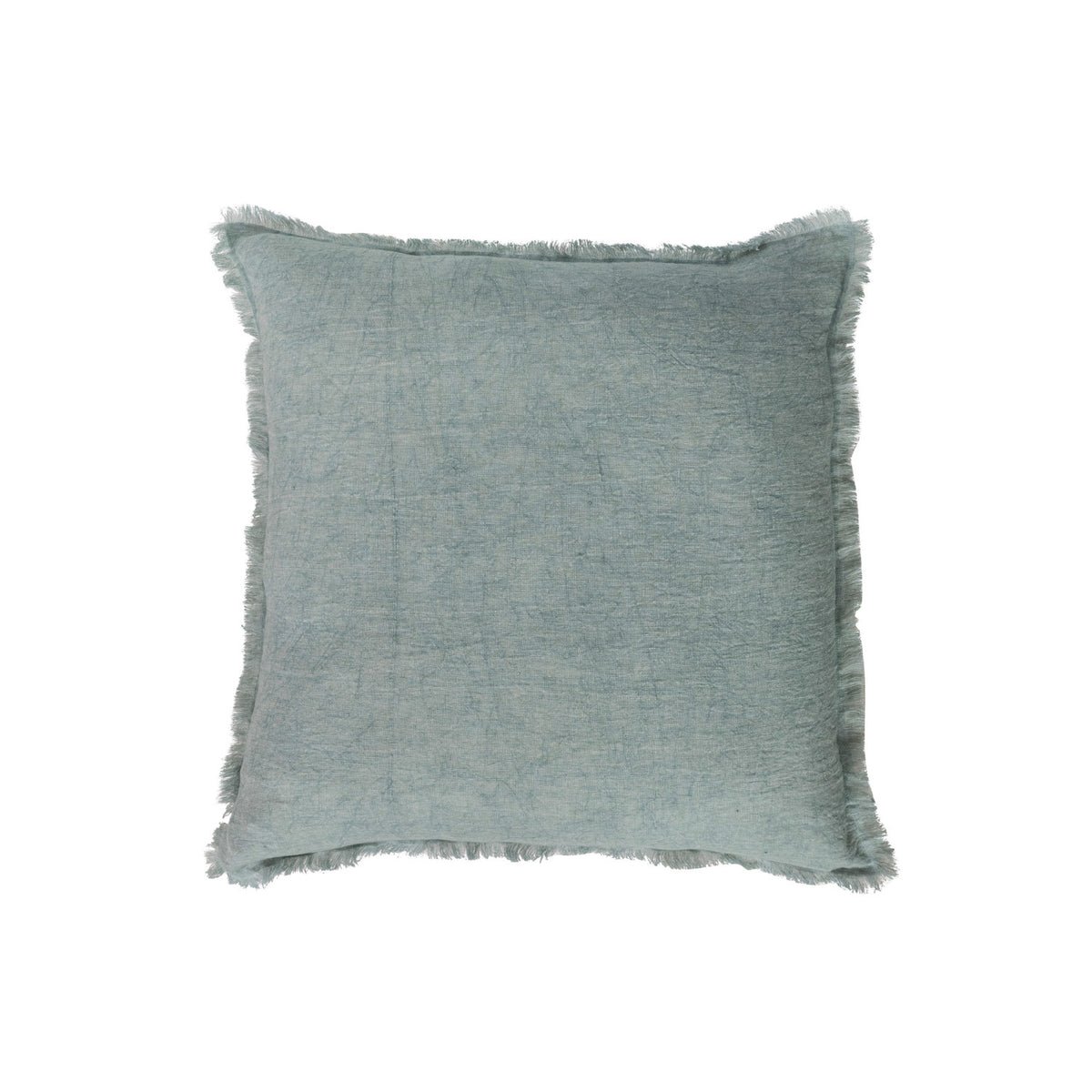 20" Square Stonewashed Linen Pillow w/Fringe