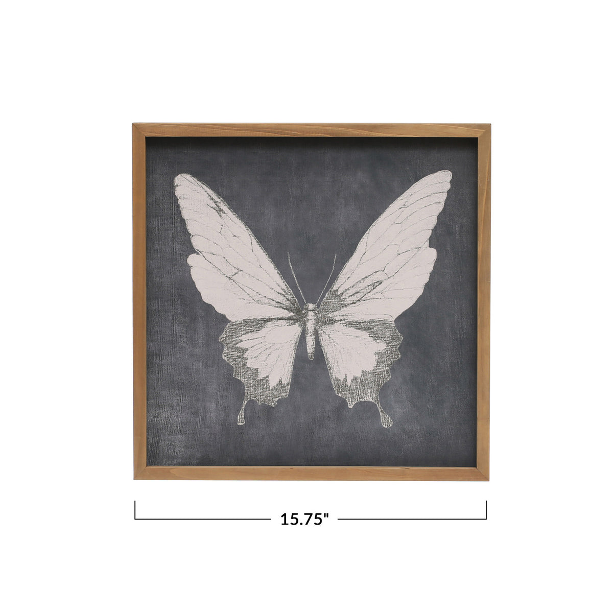 15.75"S Wood Framed Wall Decor w/Butterfly