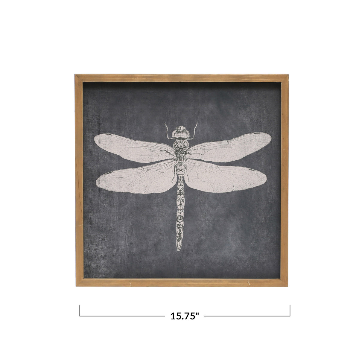 15.75"S Wood Framed Wall Decor w/Dragonfly