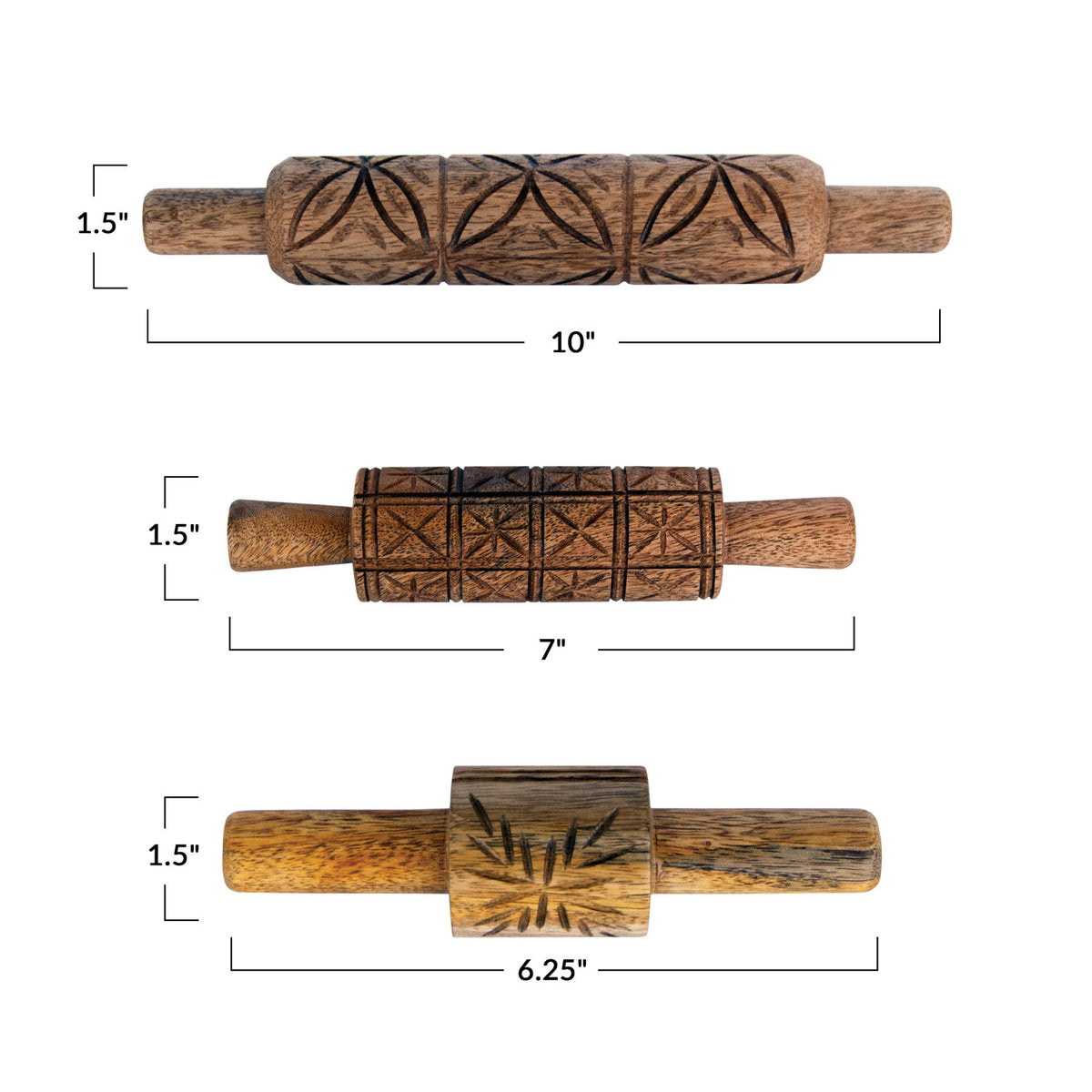 Hand-carved Mango Wood Rolling Pin