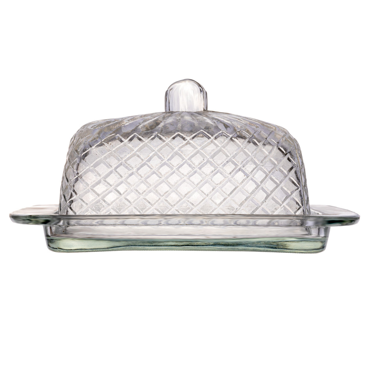 Cut Recycled Glass Butter Dish