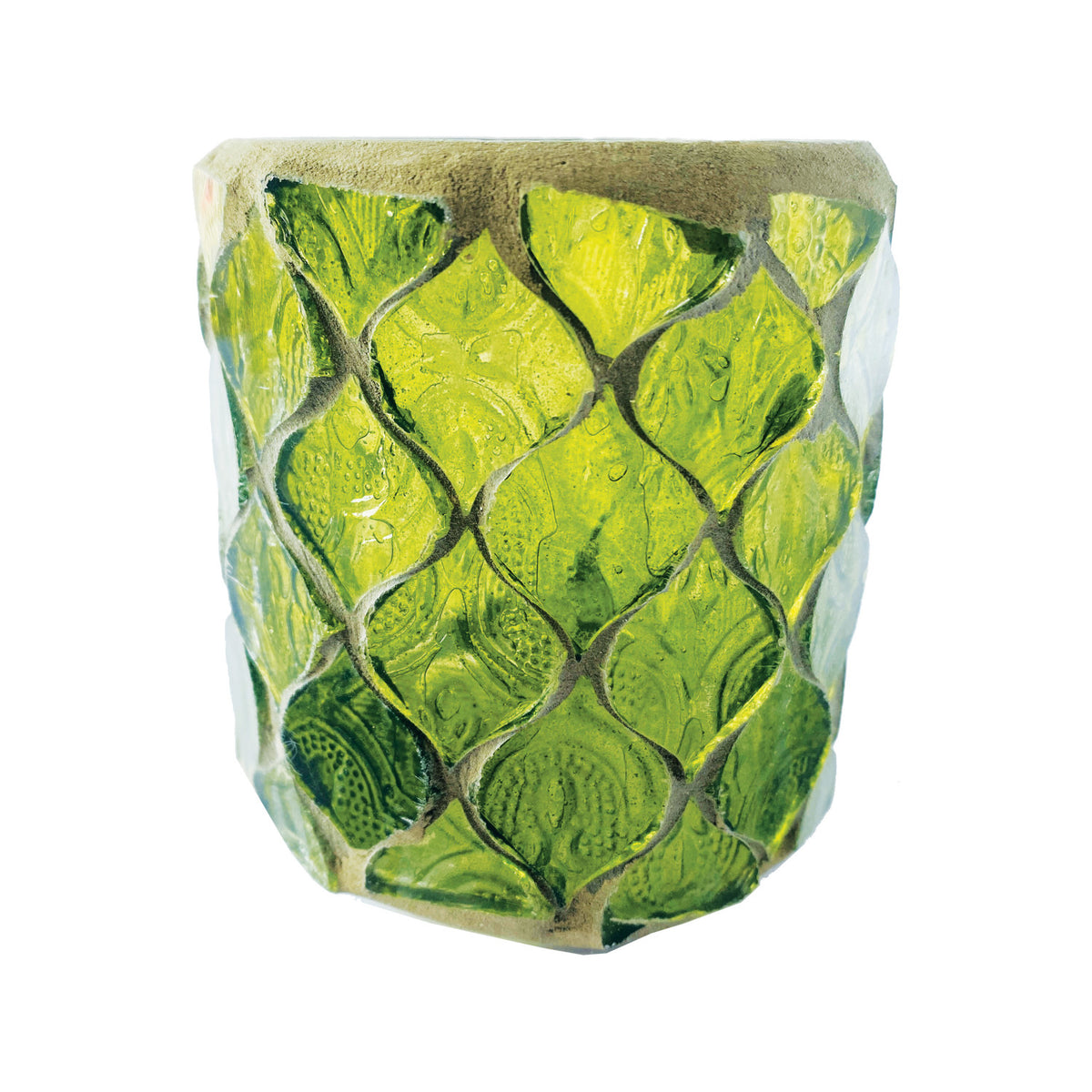 Green Recycled Blass Mosaic Tealight/Votive Holder