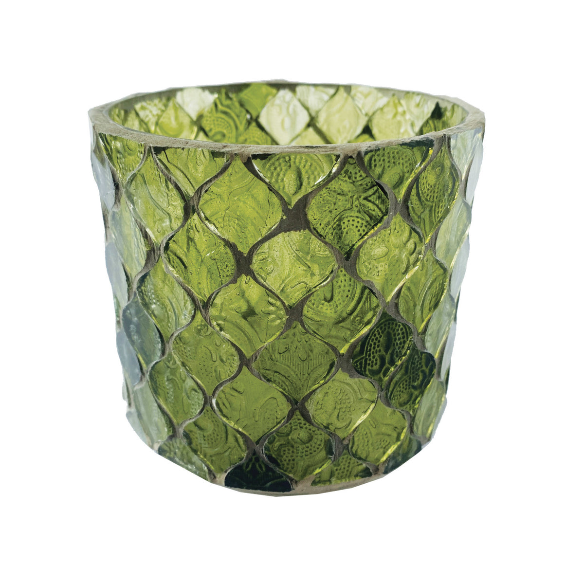Green Recycled Glass Mosaic Tealight/Votive Holder