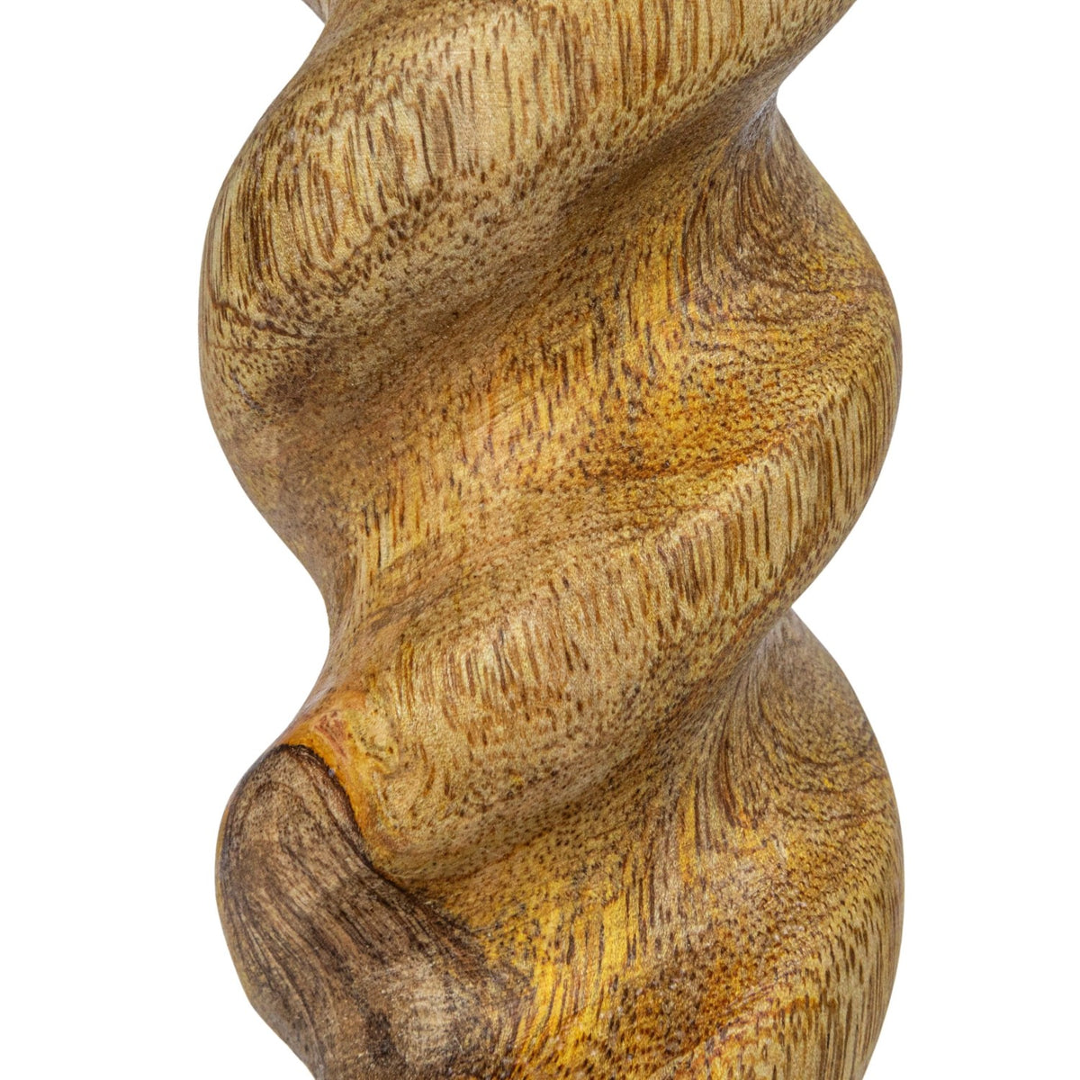 9"H Carved Mango Wood Twisted Taper Holder