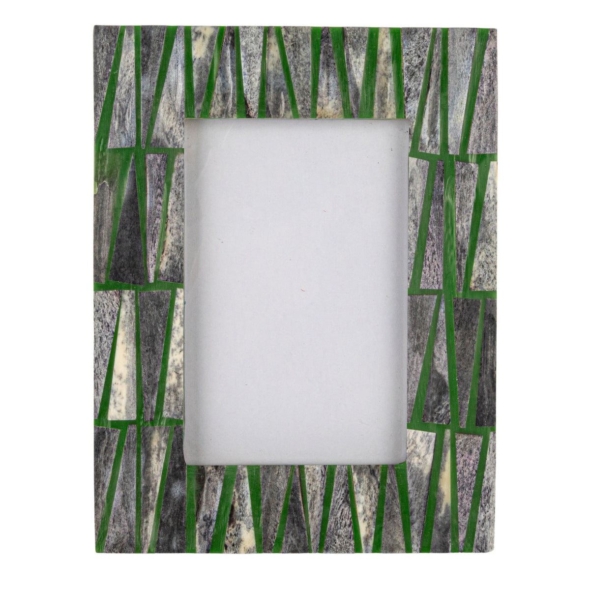 Mosaic Photo Frame w/Patter Green & White