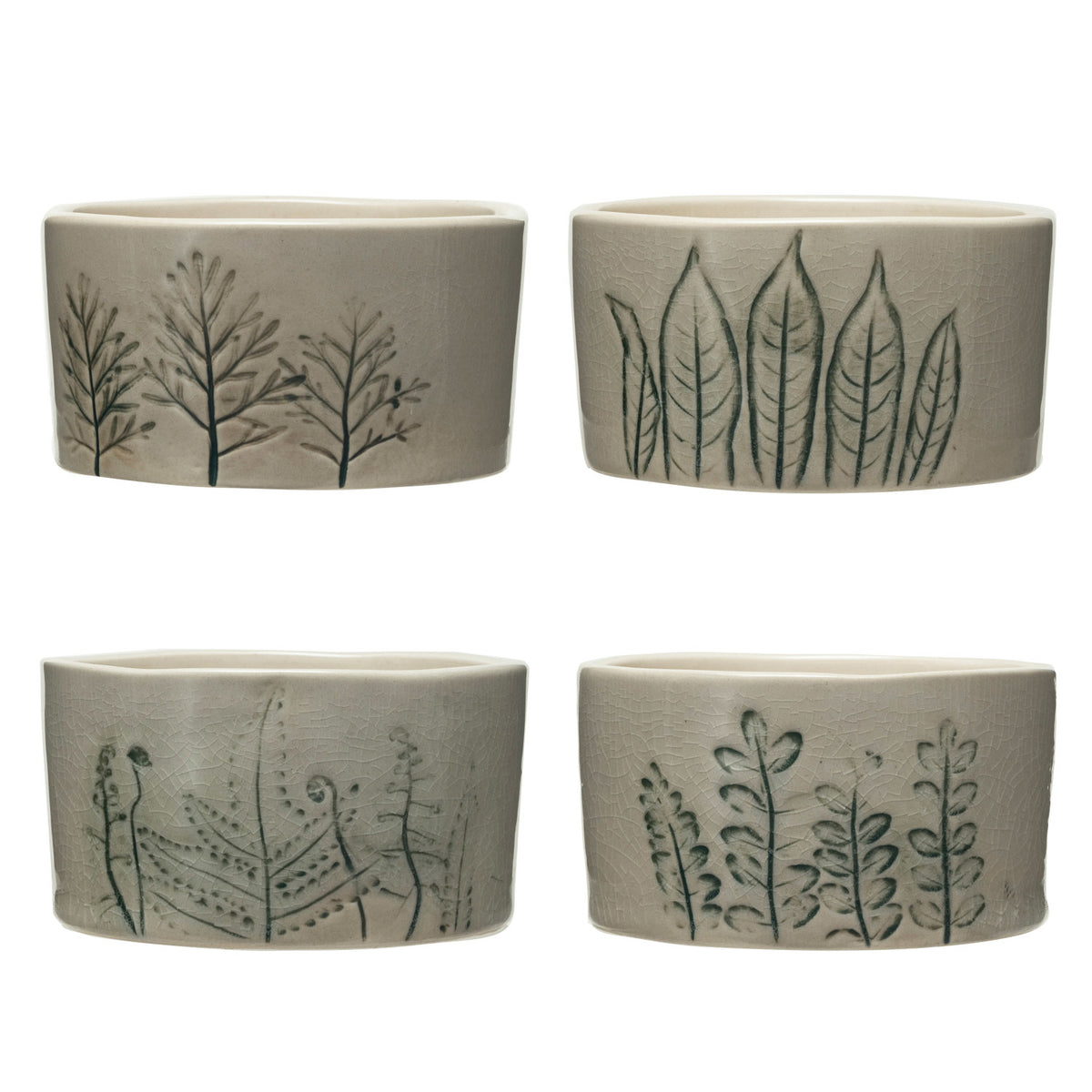 Hand-painted Stoneware Bowl w/Botanicals