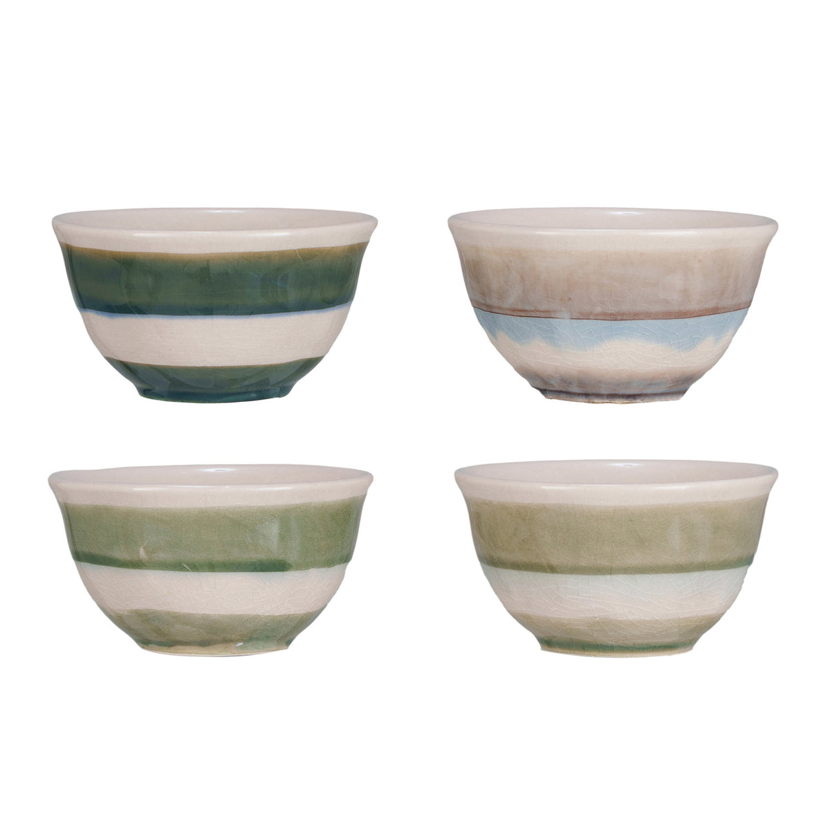 Stoneware Bowl s/Stripes and crackle glaze