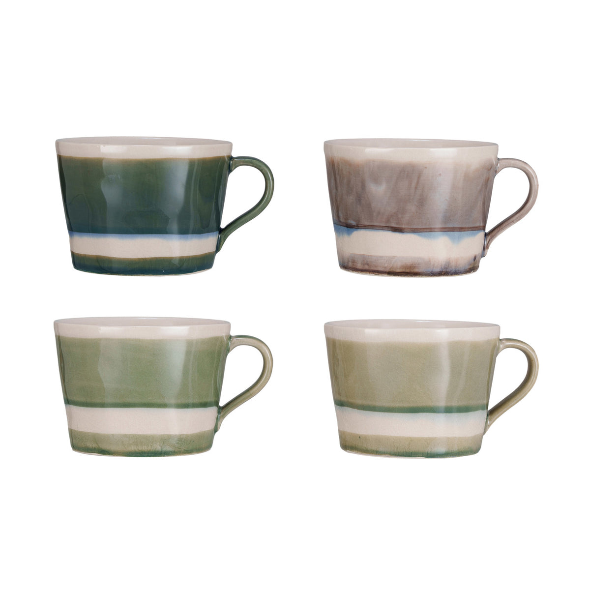 Stoneware Mug w/Stipes &  Crackle Glase