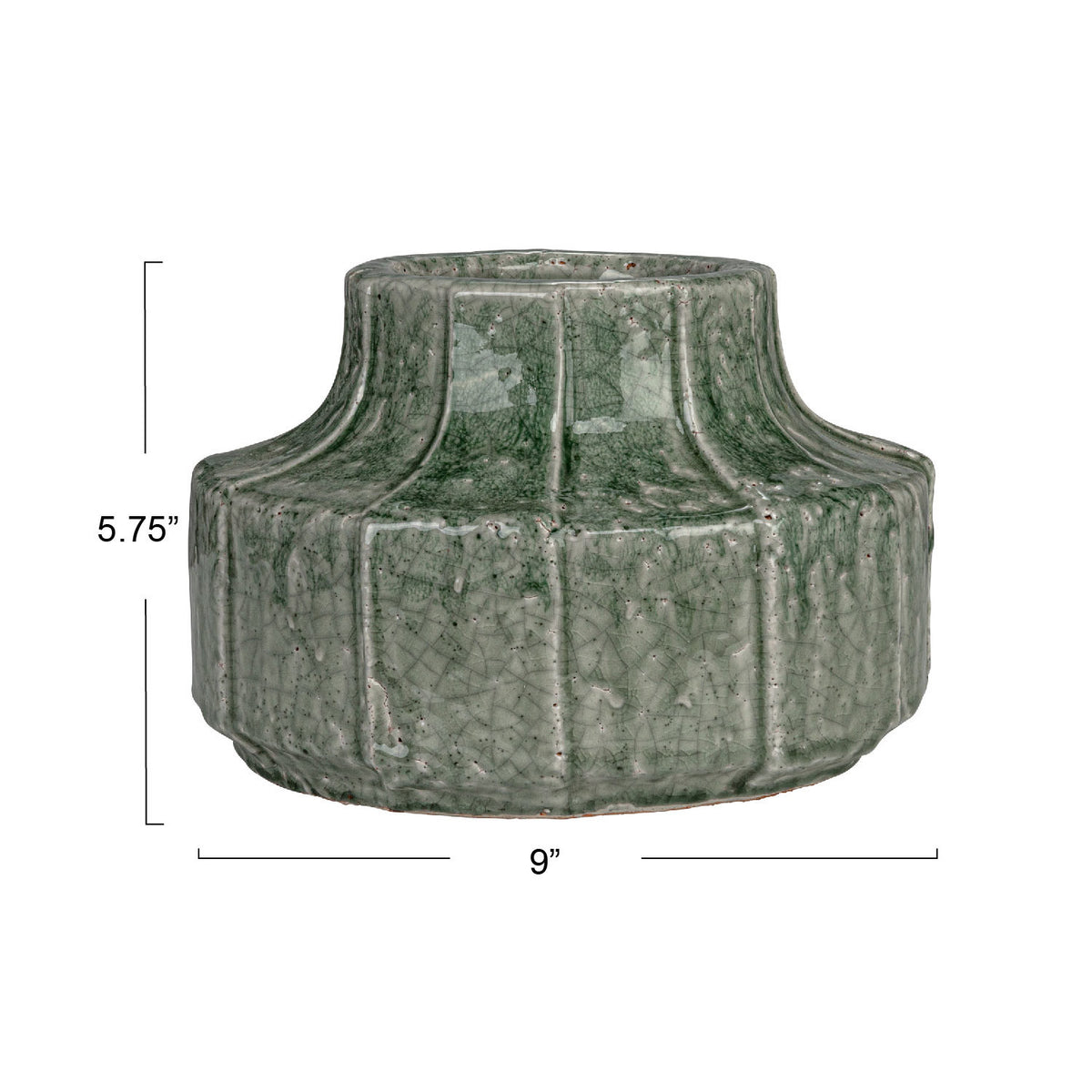 Round Terra-cotta Vase/Planter w/Embossed Lines