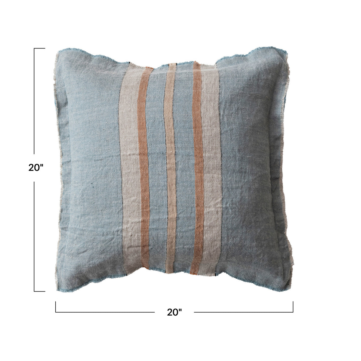 20"S Woven Linen Pillow w/Stripes