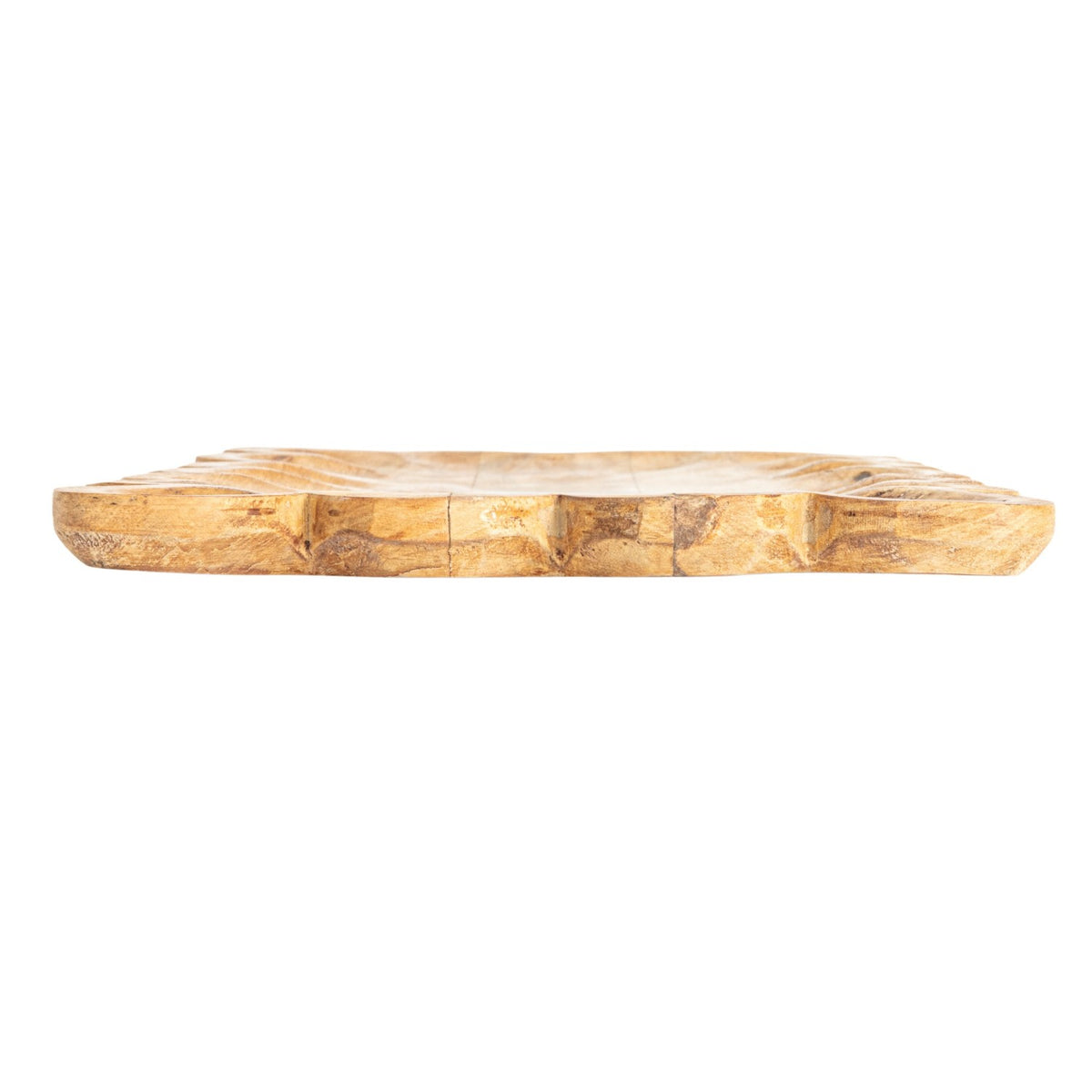 Mango Wood Tray w/ Scalloped Edge, Natural