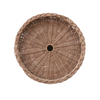 Decorative Hand-Woven Rattan Pedestal with Braided Rim, Natural