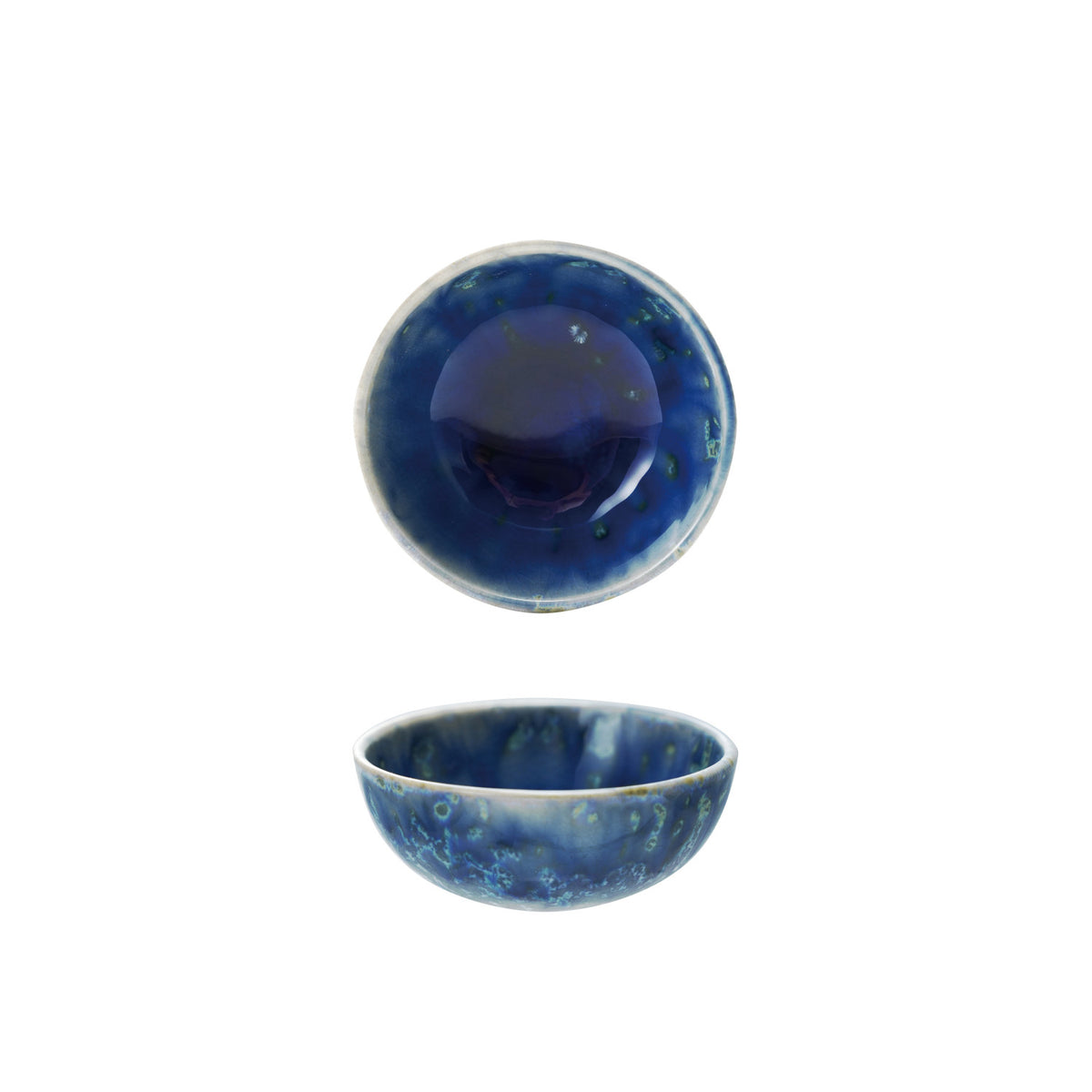 Stoneware Dish, Reactive Crackle Glaze, Blue (Each One Will Vary)