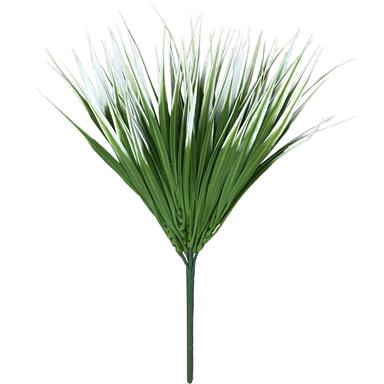 WILD GRASS BUSH, 13.75", PE, UV PROOF & FIRE RETARDANT WHITE/GREEN