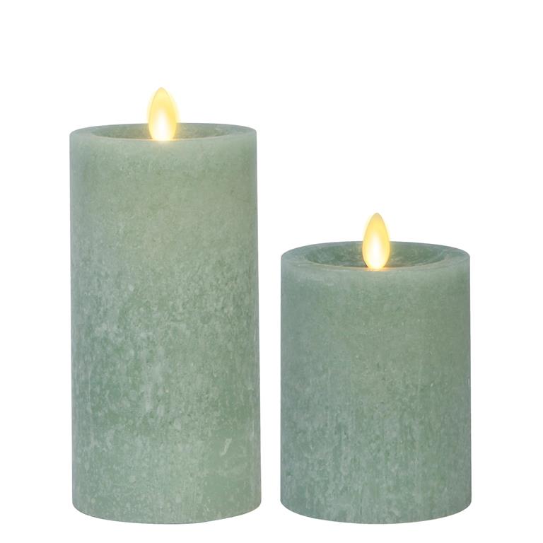  Green Sea glass Wax Indoor Pillar Luminara LED Candle