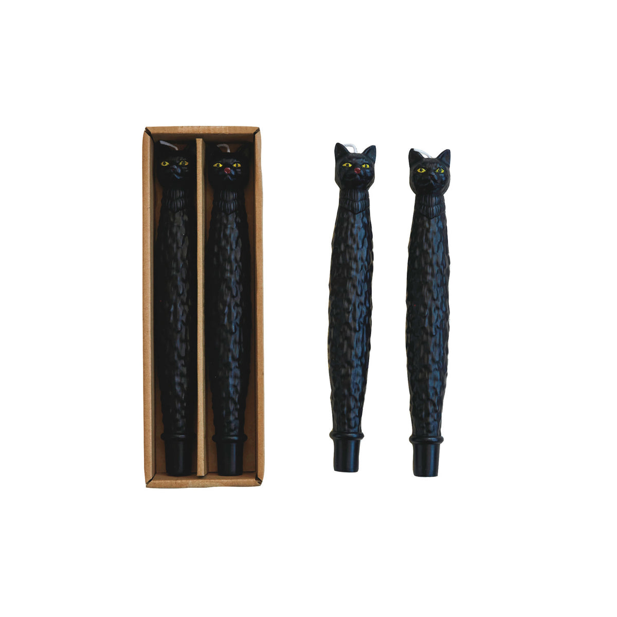 10"H Cat Shaped Taper Candle, Set of 2