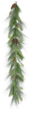 MIXED LONG NEEDLE & PINE GARLAND W/CONES,72",SAGE/GREEN