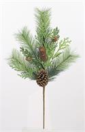 MIXED CEDAR, PINE SPRAY W/ CONES, 27", GREEN