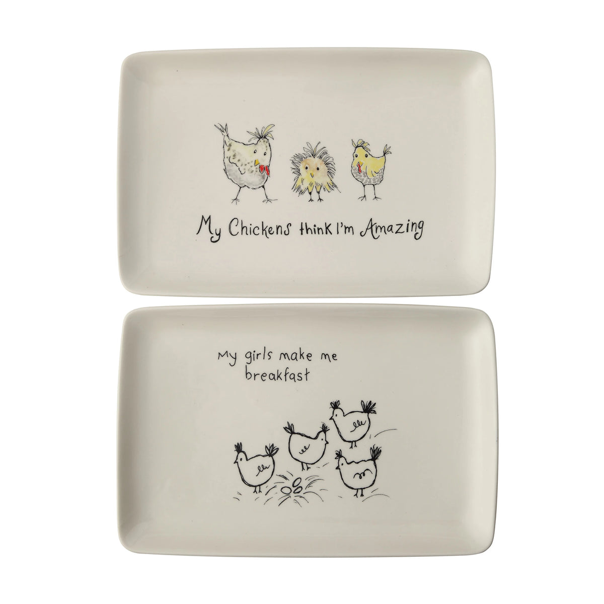 Platter with Chickens and Saying,