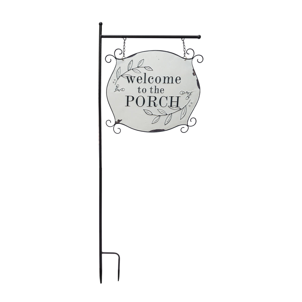 Embossed Metal Two-Sided Porch Stake "Welcome To The Porch"